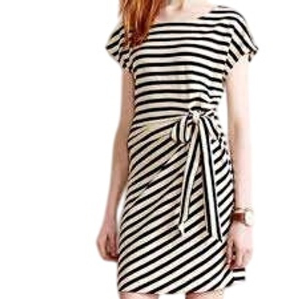 Saturday Sunday Isabel Navy White Striped Tie Waist Dress Size S